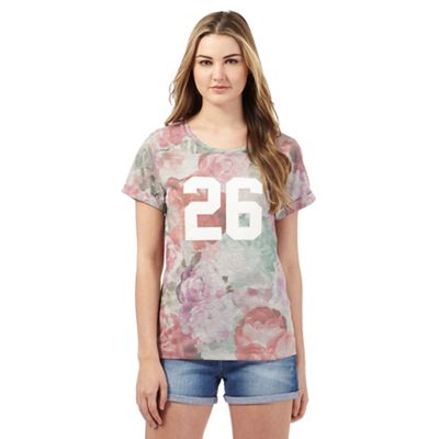 H! by Henry Holland Multi-coloured floral print '26' applique t-shirt